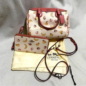 Coach mini Bennett satchel and wristlet with mixed fruit print